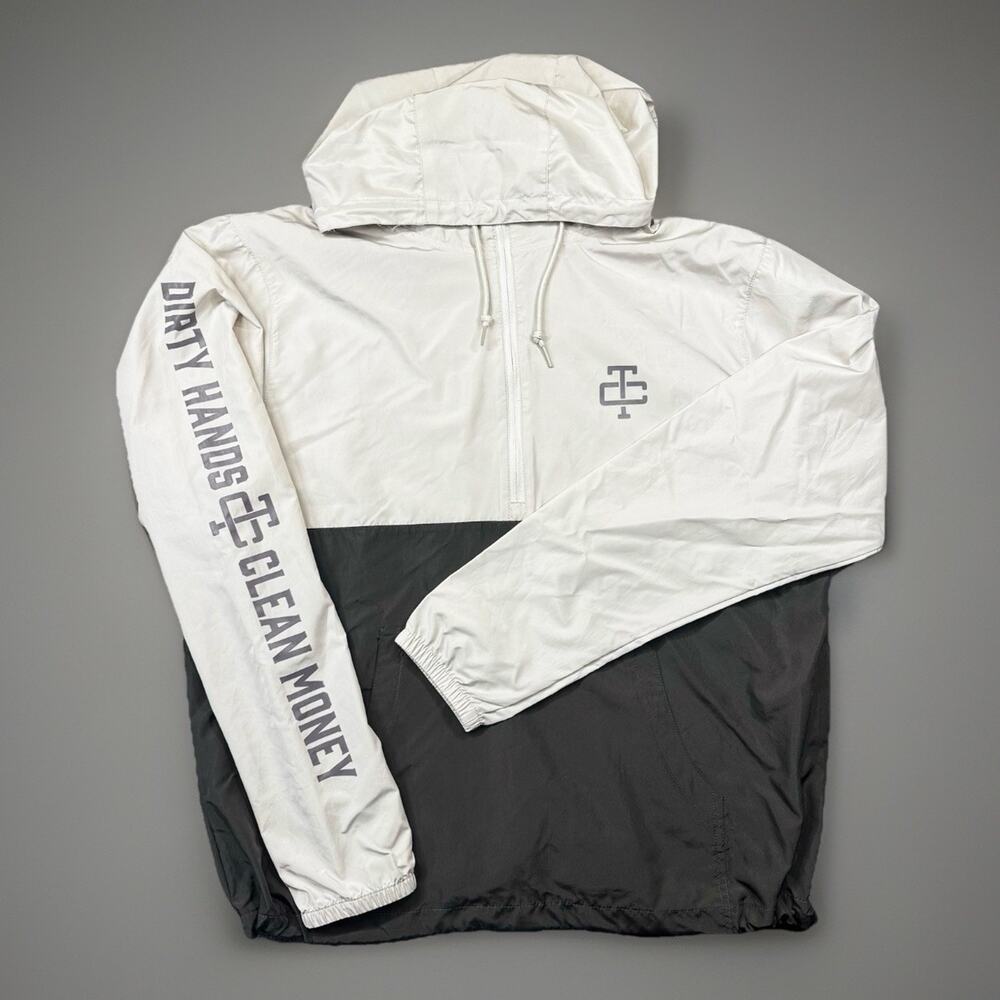 Dirty Hands Clean Money Hooded Windbreaker Jacket Mens L 0990